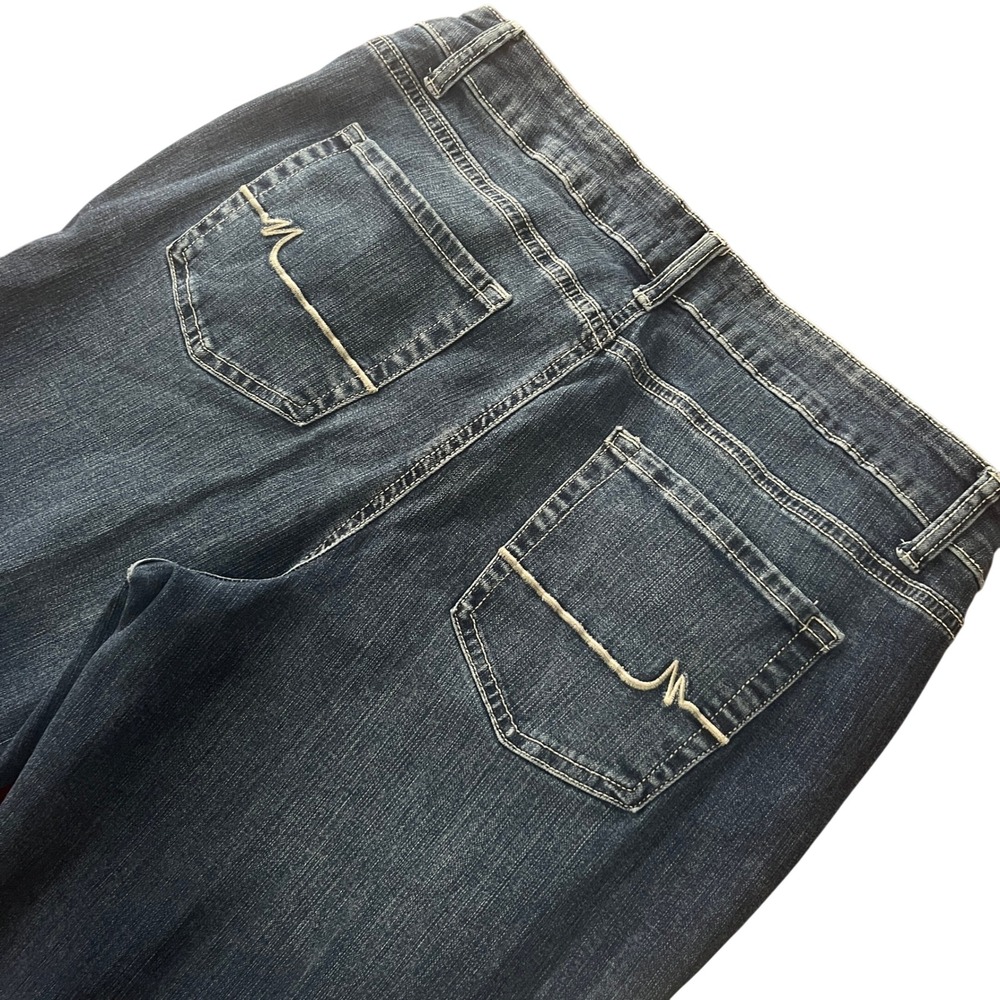 Maurices Dark Wash Straight Leg Embroidered Pocket Denim Jeans Womens 14 Reg EUC